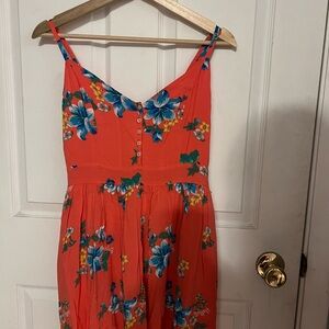 Hollister Floral Dress - Vibrant Orange and Blue